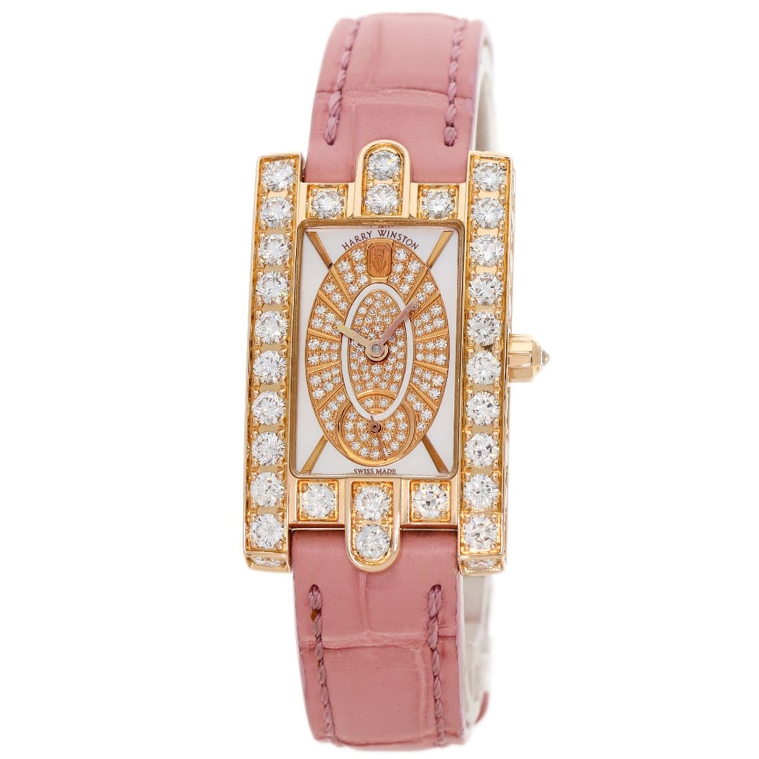 HARRY WINSTON Avenue Side Large K18 Pink Watches 310LQR AVEQHM21RR112 (1 of 20)