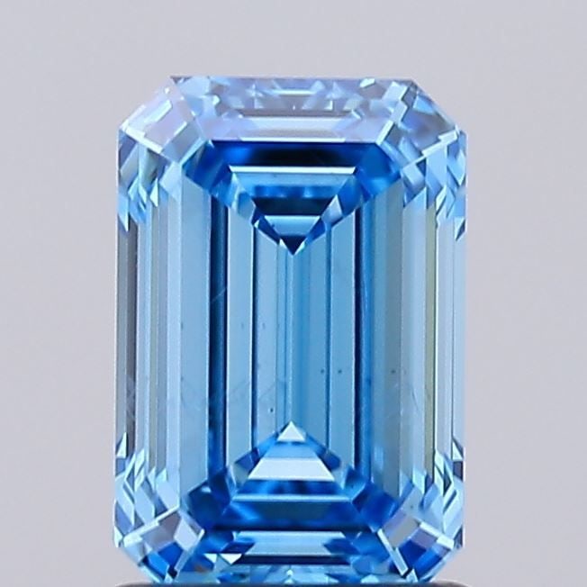 Loose Lab Diamond IGI Emerald 1.51ct Fancy Vivid Blue SI2: Loose Lab Diamond IGI Emerald 1.51ct Fancy Vivid Blue SI2 Loose lab-grown diamond, IGI certified, 1.51ct in weight with an emerald cut, fancy vivid blue color, and SI2 clarity. Measurements are 7.99L