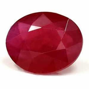 Loose Ruby Gemstone 1.32ct Oval Red SI: Loose Ruby Gemstone 1.32ct Oval Red SI This loose 1.32ct ruby gemstone features a faceted cut, medium red color, and SI clarity with no treatment. It measures 7.46mm x 6.19mm and lacks certification.