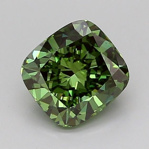 Loose Lab Diamond IGI Cushion Modified 1.02ct Fancy Vivid Green VS2: Loose Lab Diamond IGI Cushion Modified 1.02ct Fancy Vivid Green VS2 Loose lab-grown diamond with a carat weight of 1.02, featuring a fancy vivid green color, VS2 clarity, and certified by IGI. Item
