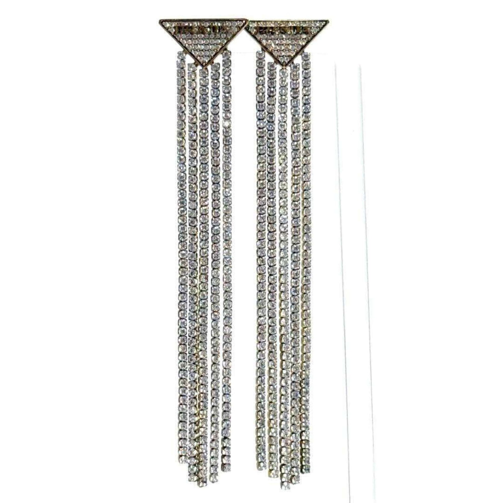 Prada Silver 925 Stud Earrings in Palladium: Prada Silver 925 Stud Earrings in Palladium Prada women's stud earrings made from palladium and Silver 925, measuring 102.00mm x 20.00mm, in very good used condition with minor traces of usage. Item