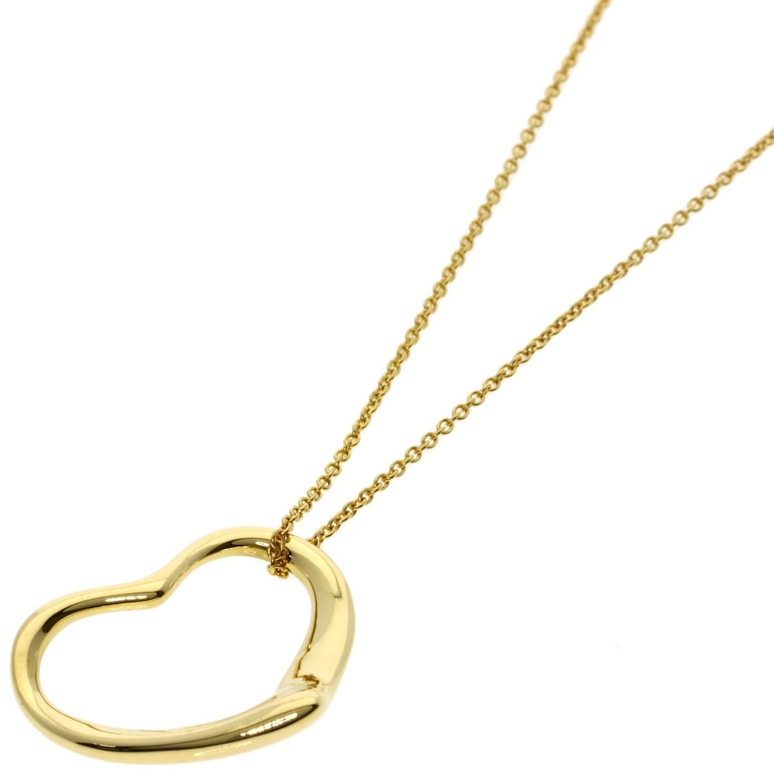 TIFFANY&Co. K18 Yellow Gold Open Heart Necklace: TIFFANY&Co. K18 Yellow Gold Open Heart Necklace This K18 yellow gold open heart necklace by TIFFANY&Co. measures 15.9 inches in length and is made of high-purity gold with no stones. Item Specifics: