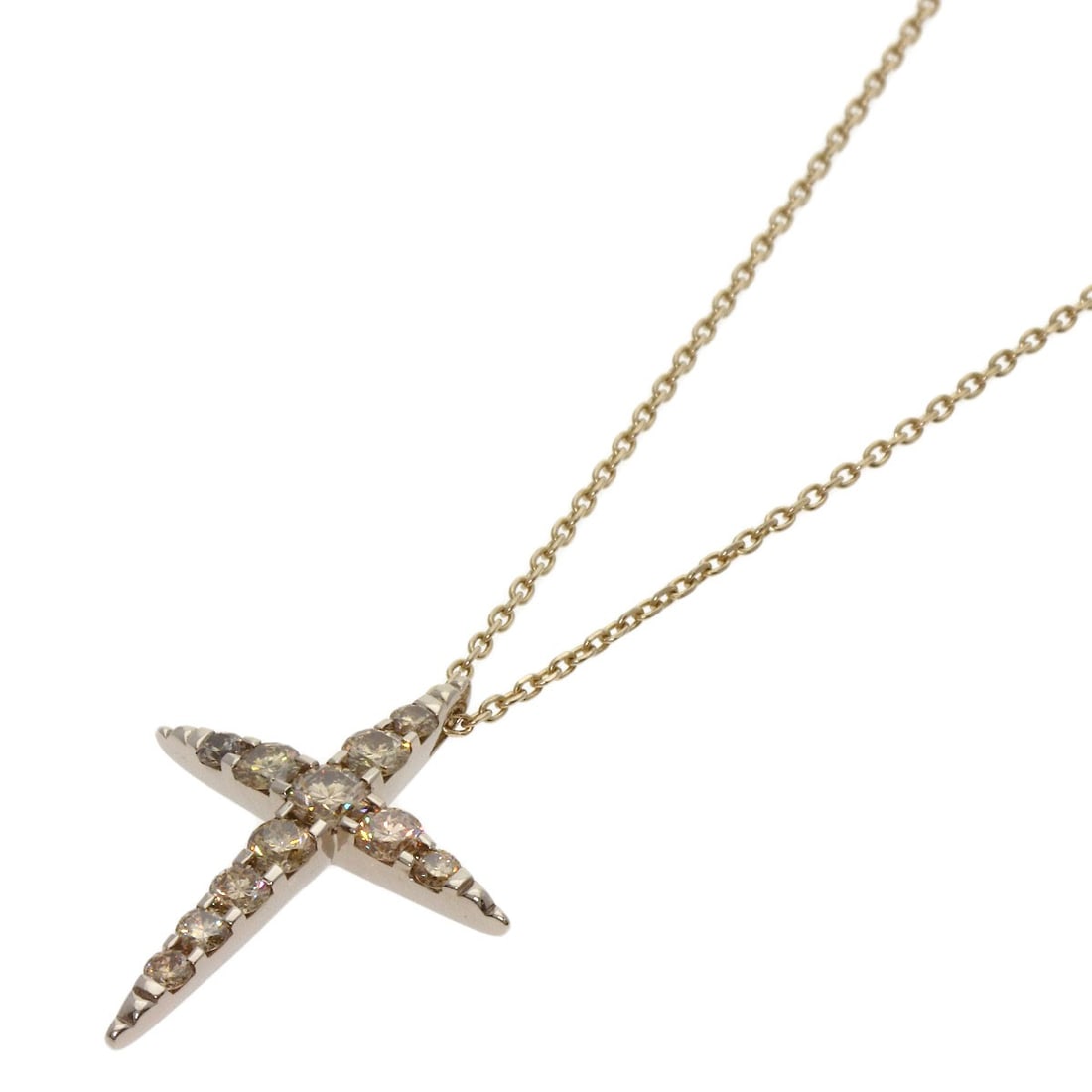 Kashikey K18BG Naked Cross Brown Diamond Necklace (1 of 6)