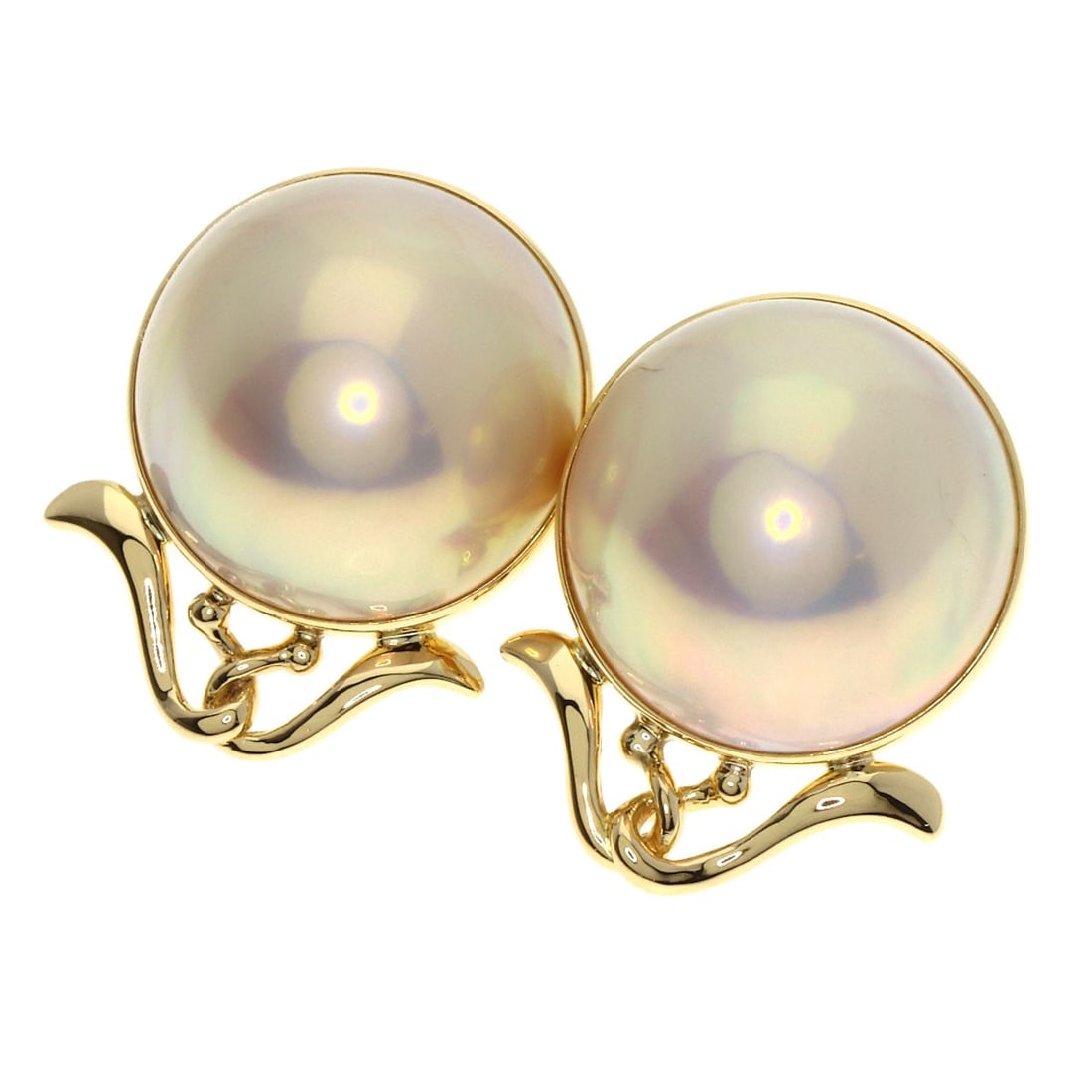 TASAKI K18 Yellow Gold Mabe Pearl Earring (1 of 5)