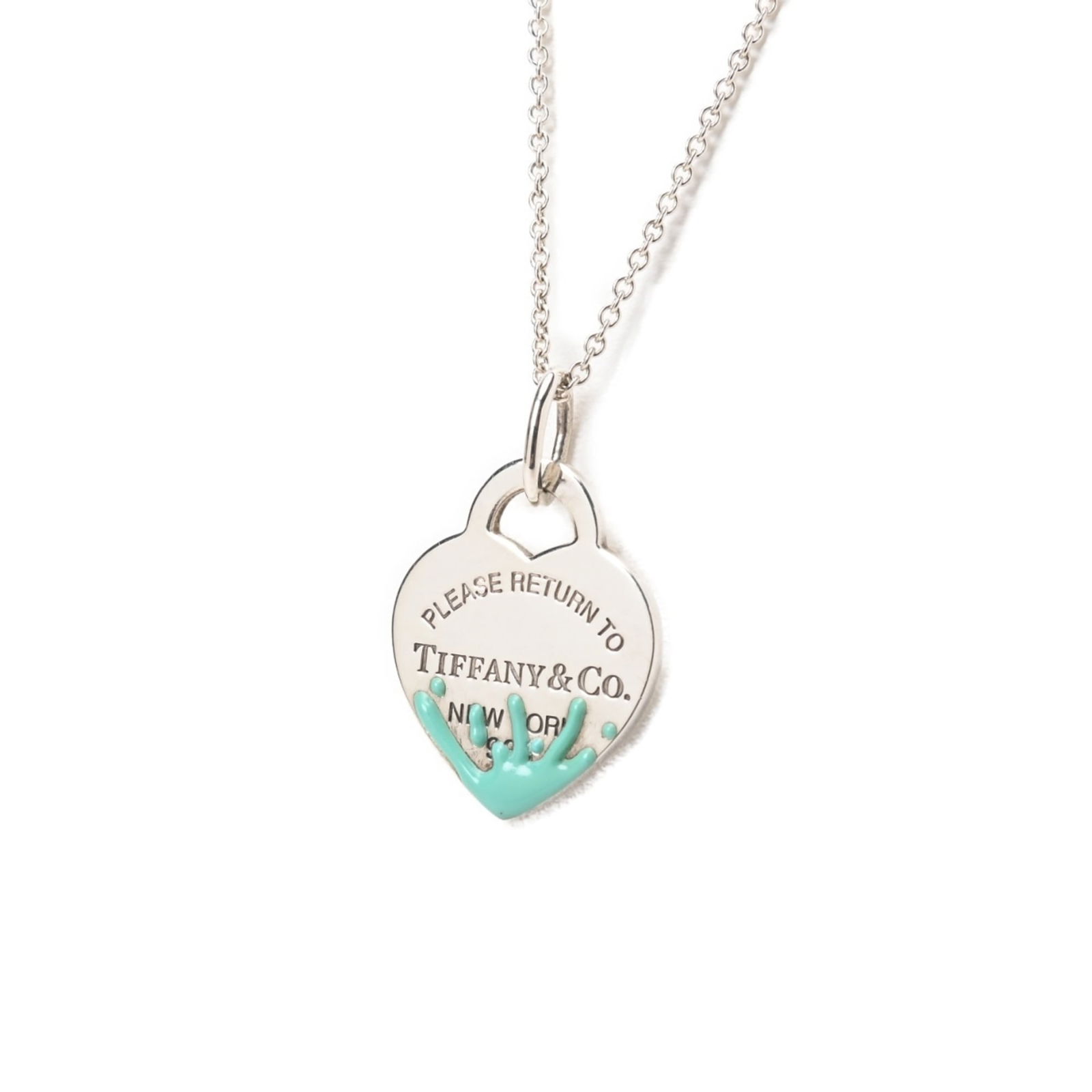 Silver 925 Tiffany: Silver 925 Tiffany Tiffany 925 Necklace for women made of Silver 925, featuring a light blue and silver color scheme with a neck circumference of 50.8 cm and a pendant size of 31mm x 21mm. In very
