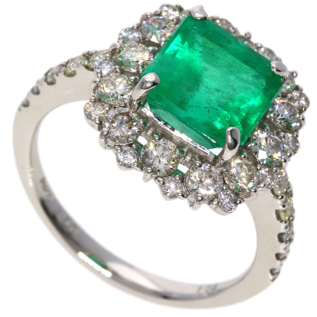 Platinum Diamond Ring 2.69ct Emerald PT950 5.6g (1 of 9)