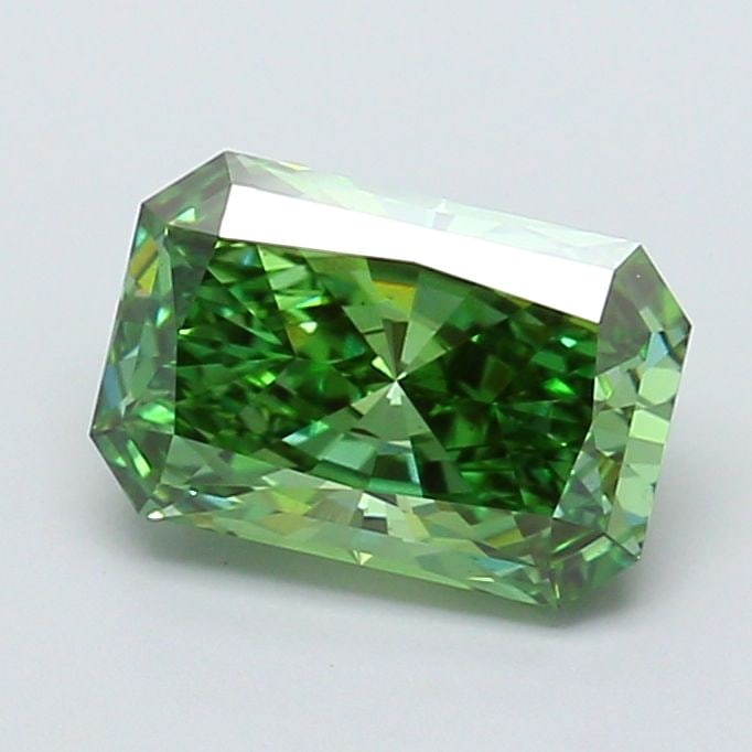 Loose Lab Diamond IGI Radiant 2.05ct Fancy Vivid Green VS2: Loose Lab Diamond IGI Radiant 2.05ct Fancy Vivid Green VS2 Loose lab-grown diamond weighing 2.05ct, radiant cut, fancy vivid green color, VS2 clarity; IGI certified with measurements of 9.49L x 6.27W