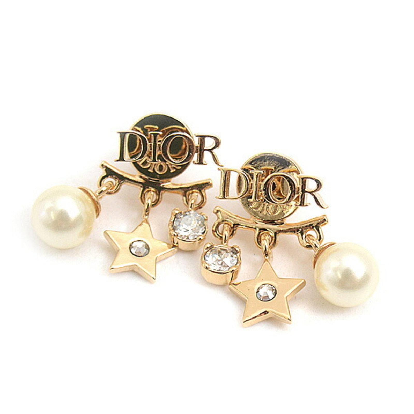 Christian Dior Metal and Resin Stud Earrings: Christian Dior Metal and Resin Stud Earrings Christian Dior metal and resin stud earrings for women, measuring 1.70mm x 1.10mm; used condition with very good appearance, showing minor traces of
