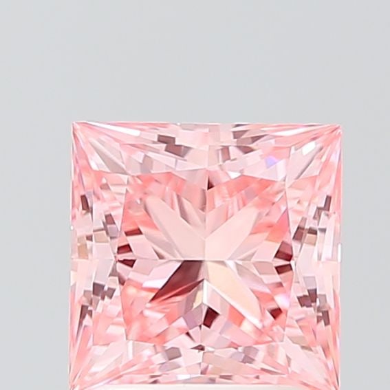 Loose Lab Diamond IGI Princess 2.02ct Fancy Vivid Pink VS1: Loose Lab Diamond IGI Princess 2.02ct Fancy Vivid Pink VS1 Lab-grown diamond of 2.02 carats, fancy vivid pink color, and VS1 clarity, measuring 7.04mm by 6.89mm by 4.74mm. It features excellent