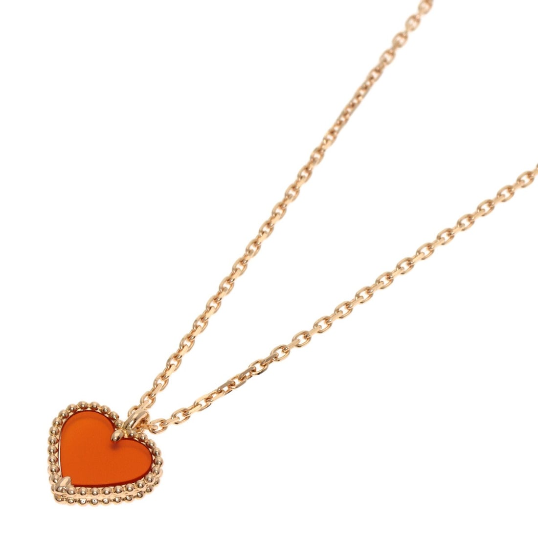 K18 Pink Gold Van Cleef & Arpels Sweetheart Carnelian Necklace: K18 Pink Gold Van Cleef & Arpels Sweetheart Carnelian Necklace Van Cleef & Arpels necklace made of K18 pink gold featuring a carnelian stone, with a length of 15.7 inches, originating from France. Ite
