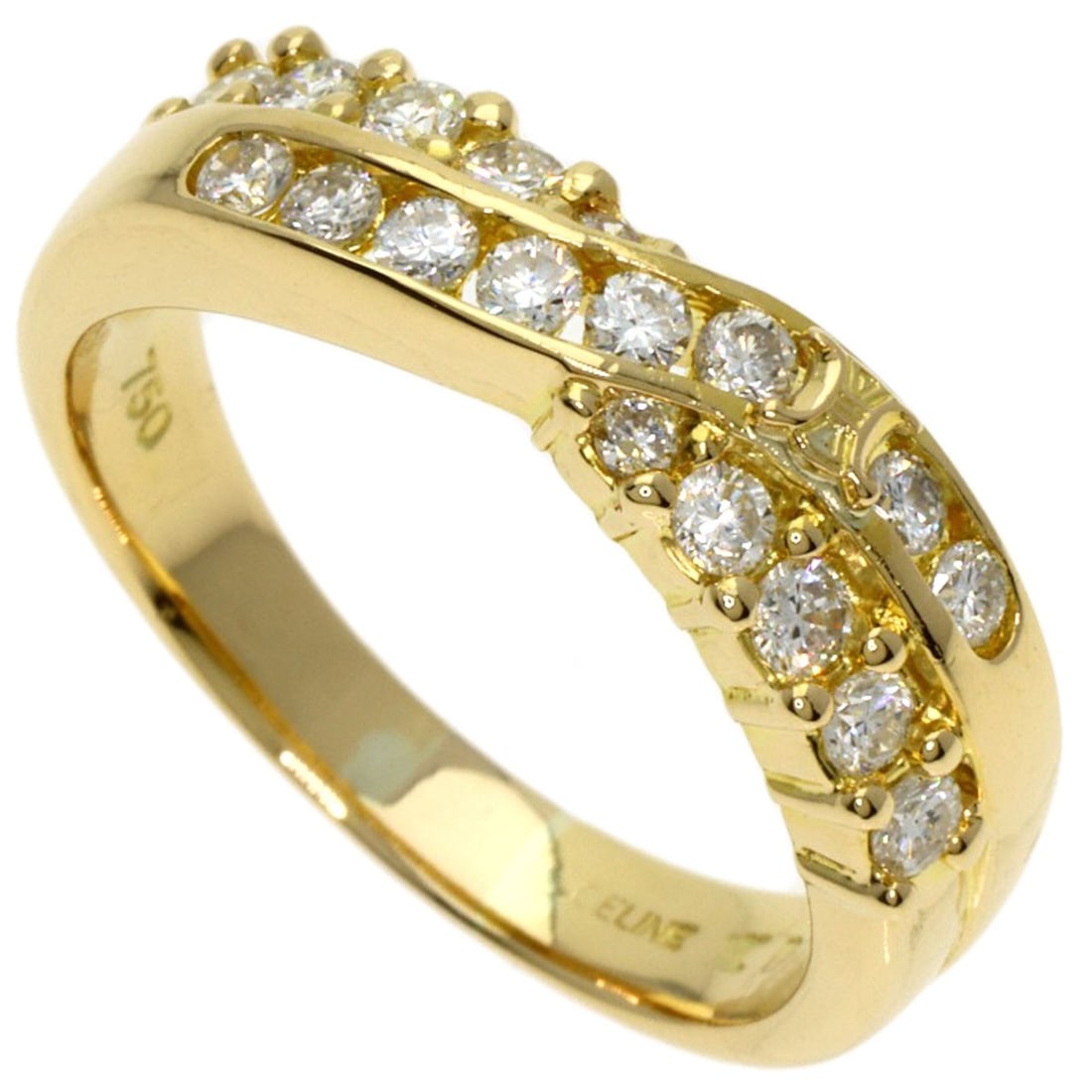 CELINE K18 Yellow Gold Diamond Ring: CELINE K18 Yellow Gold Diamond Ring CELINE ring made of K18 yellow gold, size 6.25 (US), featuring a main diamond weighing 0.5ct. Item Specifics: Brand: CELINE Style: Ring Material: K18 Yellow Gold Me