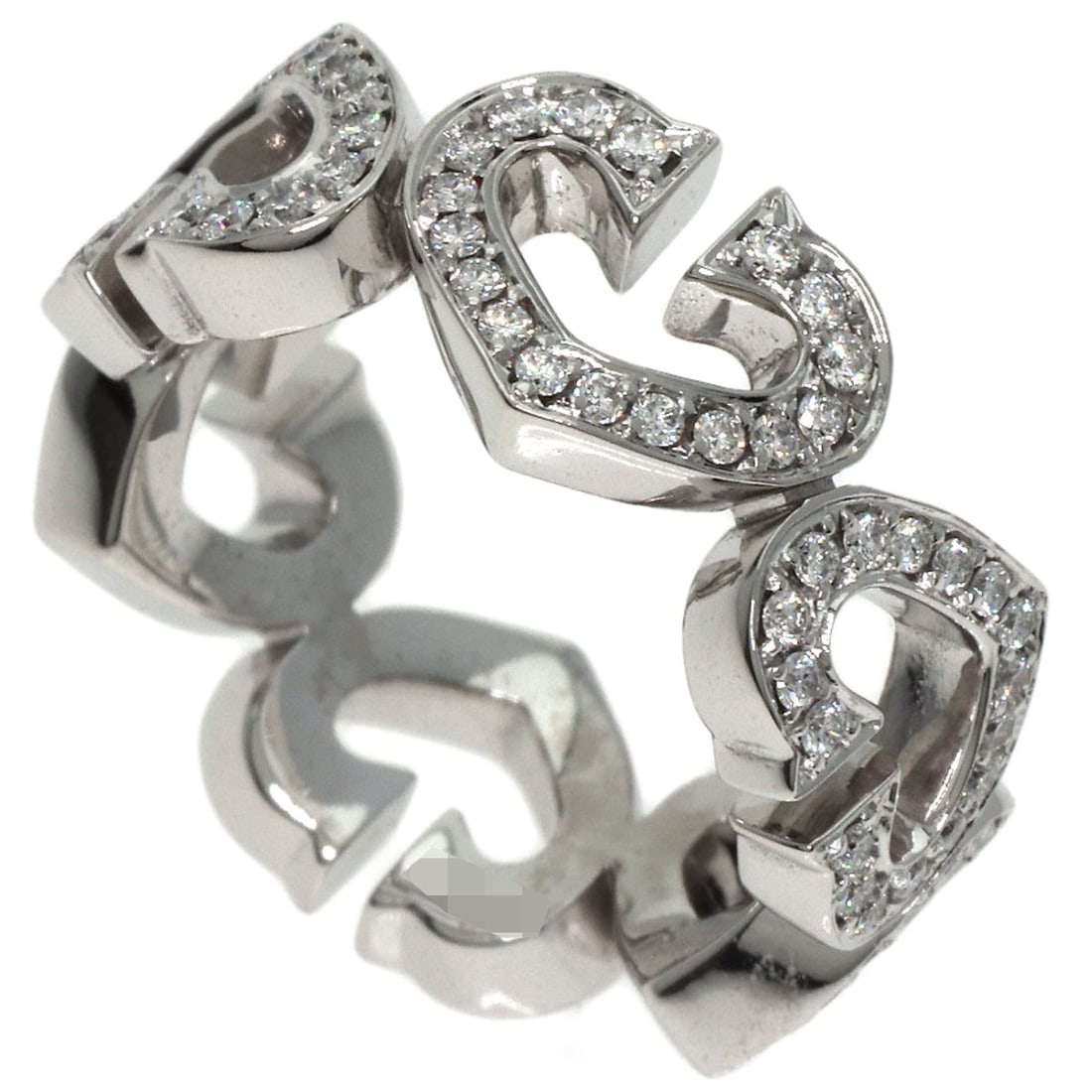 Gold CARTIER C Heart Full Diamond #47 Ring K18 White: Gold CARTIER C Heart Full Diamond #47 Ring K18 White CARTIER ring in K18 white gold, size 4.25 (US), featuring a diamond in a silver exterior. Item Specifics: Brand: CARTIER Style: Ring Material: