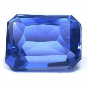 Loose Sapphire Gemstone Emerald 1.21ct Blue EC: Loose Sapphire Gemstone Emerald 1.21ct Blue EC Loose 1.21ct blue sapphire gemstone, faceted, EC clarity, heated treatment, with a medium blue shade and measuring 6.35mm x 4.88mm; no certification