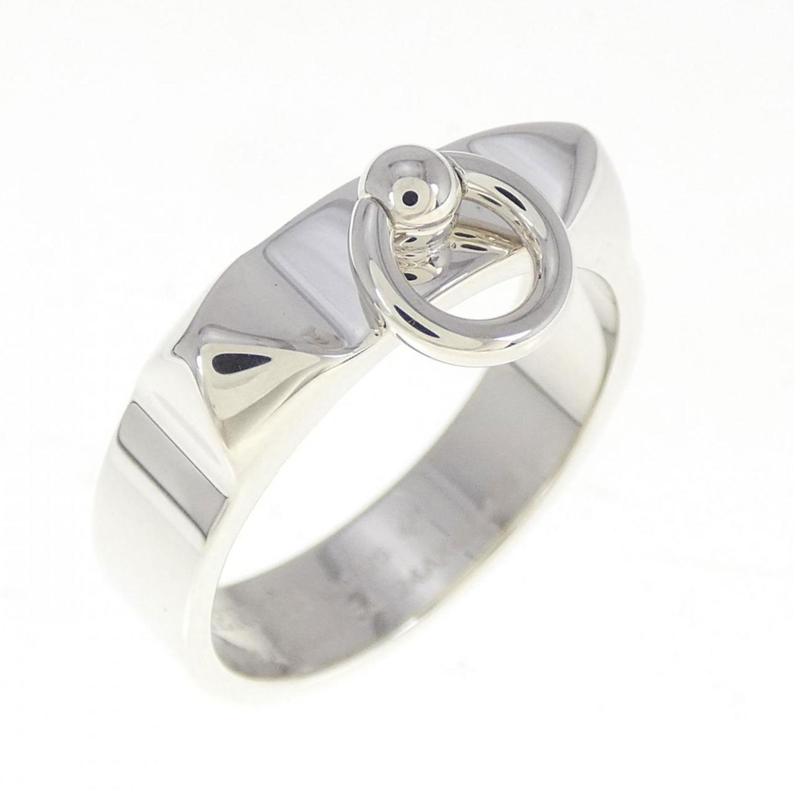 Silver 925 Hermes Band Ring: Silver 925 Hermes Band Ring Hermes band ring made of 925 silver, size 7 US, in cyan and silver color, in like-new condition with minimal traces of usage. Item Specifics: Brand: Hermes Type: Band
