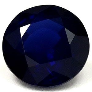 Loose Sapphire Gemstone Round 1.77ct Blue SI: Loose Sapphire Gemstone Round 1.77ct Blue SI Loose blue sapphire gemstone weighing 1.77ct, faceted with SI clarity, heated treatment, deep blue color, and measures 7.28L x 7.25W; certification not