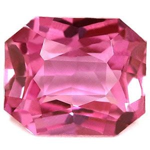 Loose Sapphire Gemstone 1.1ct Pink SI - Emerald: Loose Sapphire Gemstone 1.1ct Pink SI - Emerald This 1.1ct pink sapphire gemstone features a faceted cut with SI clarity and vivid pink shade, measuring 6.61mm x 5.51mm, with no certification. Item Sp