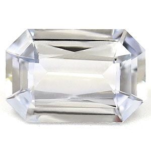 Loose Sapphire Gemstone Emerald 1.01ct White SI: Loose Sapphire Gemstone Emerald 1.01ct White SI Loose white sapphire gemstone, emerald cut, weighing 1.01ct, with SI clarity and no treatment, measuring 7.18L x 4.83W, certification: none. Item