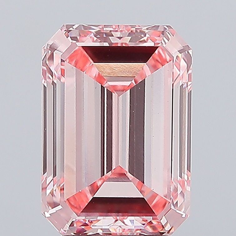 Loose Lab Diamond IGI Emerald 4.99ct Fancy Vivid Pink VS1: Loose Lab Diamond IGI Emerald 4.99ct Fancy Vivid Pink VS1 Loose lab-grown diamond, 4.99ct, emerald cut, fancy vivid pink color, clarity VS1, certified by IGI, measures 11.64 x 8.18 x 5.4 mm, with