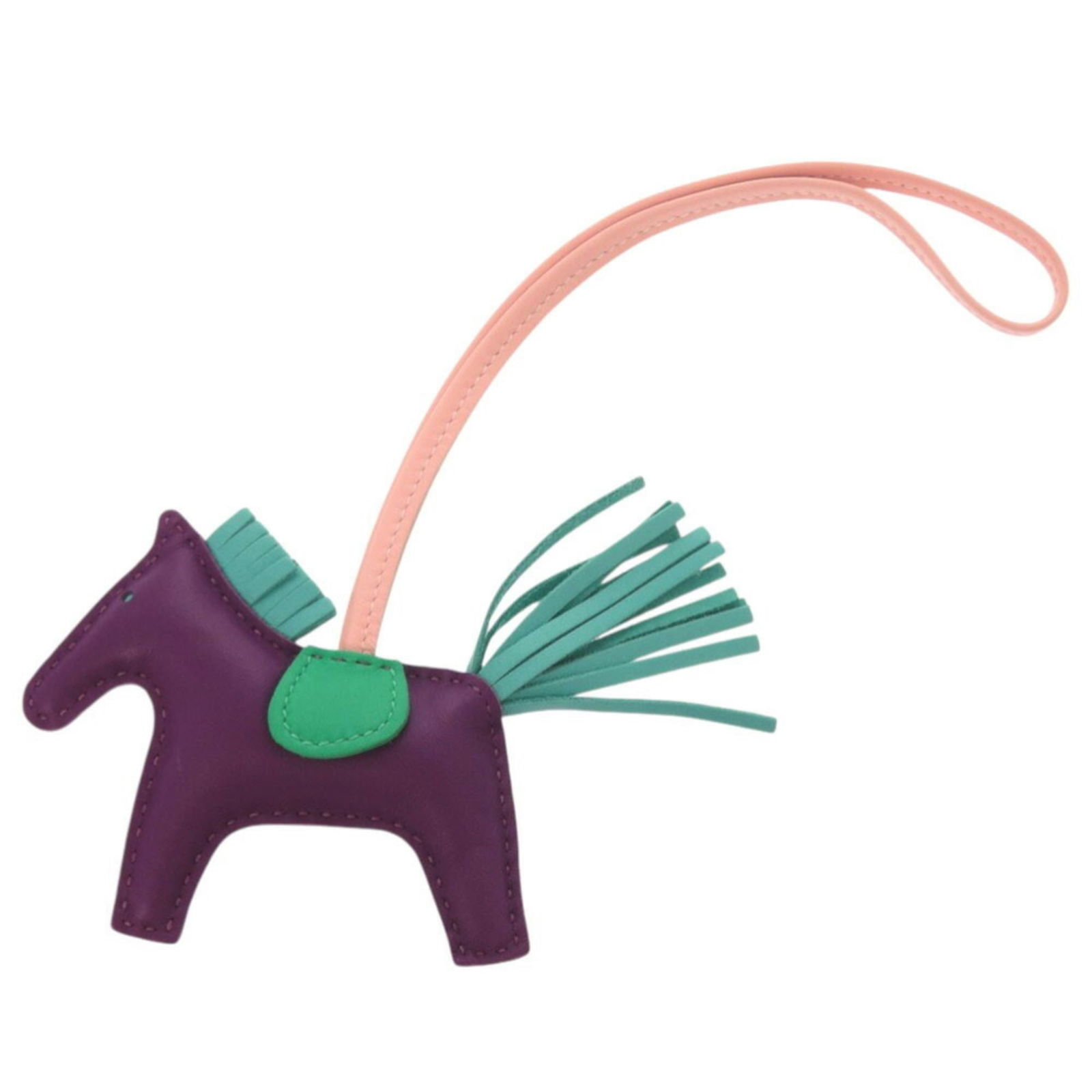 Hermes Agneau Milo Handbag Charm: Hermes Agneau Milo Handbag Charm Hermes handbag charm made of Agneau Milo in anemone and mint green colors, measuring 75mm x 90mm, in mint condition. Item Specifics: Brand: Hermes Type: Handbag Charm