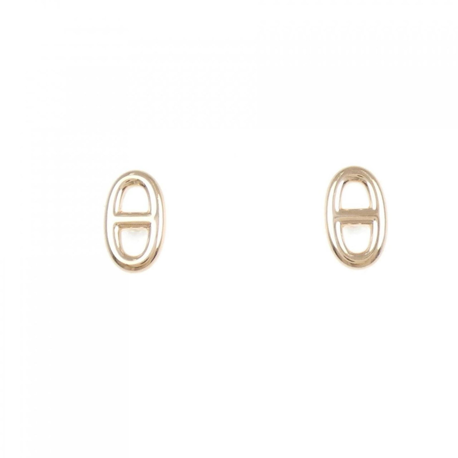 Pink Gold (18K) Hermes Stud Earrings: Pink Gold (18K) Hermes Stud Earrings Hermes stud earrings made of pink gold (18K), measuring 9.40mm x 5.50mm. The condition is used (like new) with minimal traces of usage. Item Specifics: Brand: