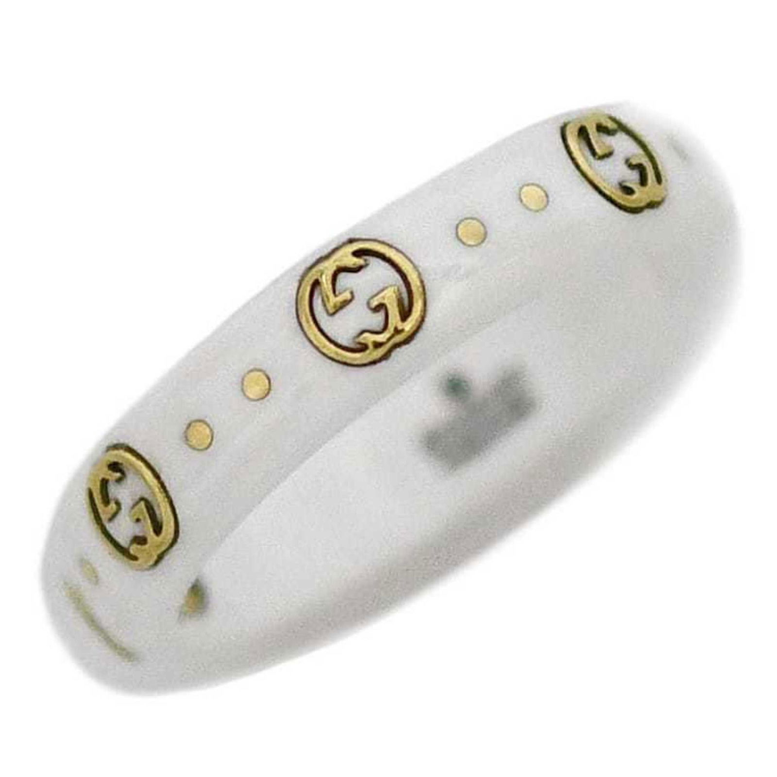 Gucci Band Ring Yellow Gold (18K) Ceramic: Gucci Band Ring Yellow Gold (18K) Ceramic Gucci band ring for women made of 18K yellow gold and ceramic, size 6, in very good used condition with minor scratches. Item Specifics: Brand: Gucci Type: Ba