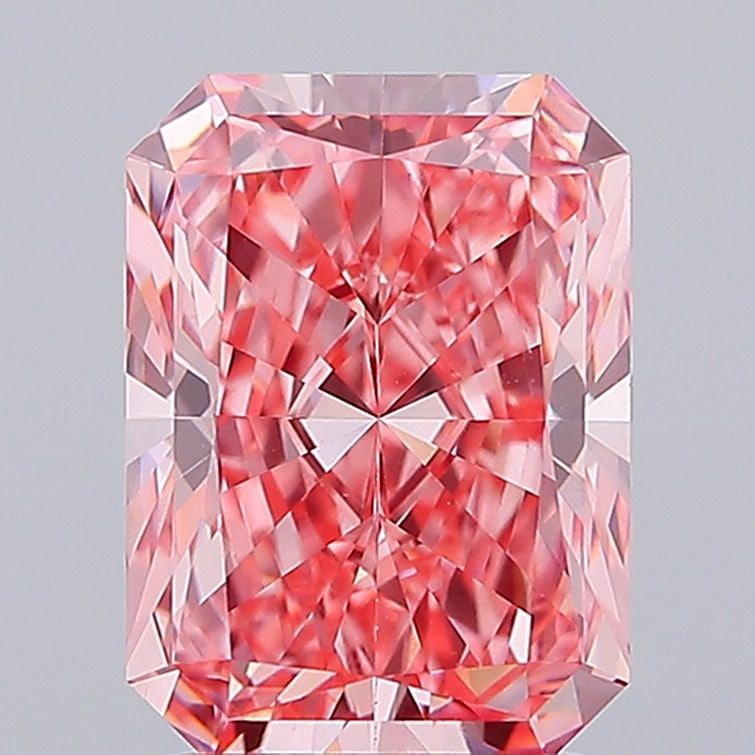Loose Lab Diamond 2.89ct Fancy Vivid Pink VVS2 - IGI Radiant: Loose Lab Diamond 2.89ct Fancy Vivid Pink VVS2 - IGI Radiant Loose lab-grown diamond weighing 2.89ct, featuring a Fancy Vivid Pink color and VVS2 clarity, certified by IGI. Measurements are 9.7L x