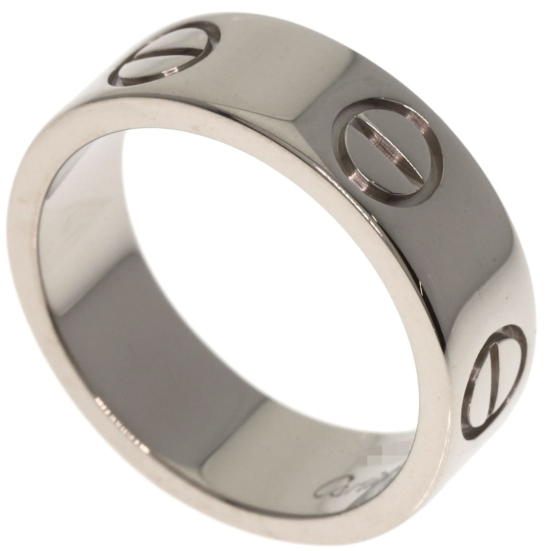 CARTIER K18 White Gold Love Ring #48: CARTIER K18 White Gold Love Ring #48 This CARTIER K18 white gold love ring, size 4.5 (US), features a simple design with no main stone and is made from K18 gold, originating from France. Item