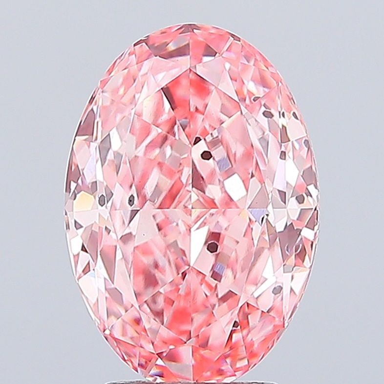 Loose Lab Diamond 4.26ct Fancy Vivid Pink SI2 IGI Oval: Loose Lab Diamond 4.26ct Fancy Vivid Pink SI2 IGI Oval This loose lab-grown diamond features a marquise cut, weighs 2.09 carats, F color, VS2 clarity, with excellent polish and symmetry, and is