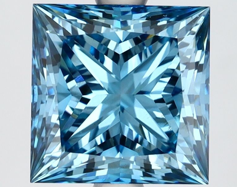 Loose Lab Diamond IGI Princess 2.5ct Fancy Vivid Blue VS1: Loose Lab Diamond IGI Princess 2.5ct Fancy Vivid Blue VS1 Loose 2.5ct Fancy Vivid Blue VS1 lab-grown diamond with excellent polish and symmetry, measuring 7.42L x 7.4W x 5.3H and certified by IGI. Ite