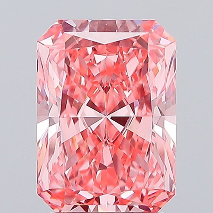 Loose Lab Diamond IGI Radiant 3.04ct Fancy Vivid Pink VS1: Loose Lab Diamond IGI Radiant 3.04ct Fancy Vivid Pink VS1 This loose 3.04ct lab-grown radiant diamond, certified by IGI, features a fancy vivid pink color and VS1 clarity with excellent polish and