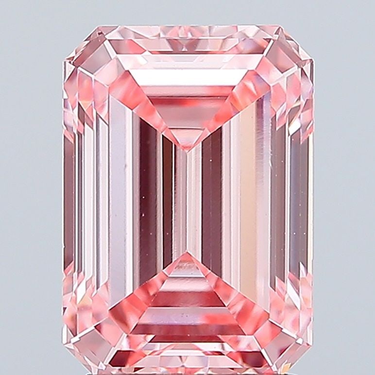 Loose Lab Diamond IGI Emerald 3.07ct Fancy Vivid Pink VS1: Loose Lab Diamond IGI Emerald 3.07ct Fancy Vivid Pink VS1 This loose lab-grown diamond is 3.07 ct in an emerald cut, exhibits a Fancy Vivid Pink color, and has VS1 clarity, certified by IGI. Item Spec