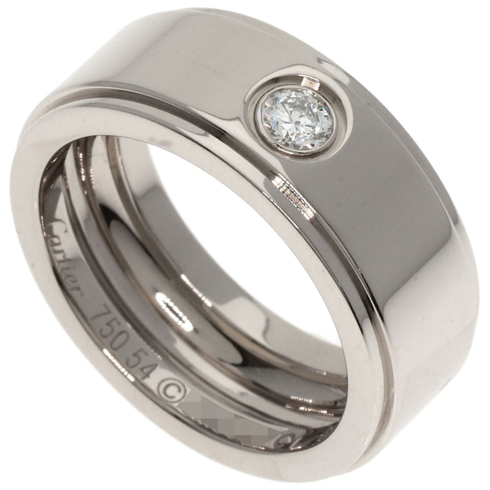 White Gold (18K) Cartier Band Ring: White Gold (18K) Cartier Band Ring Cartier 18K White Gold band ring for both genders, size 7, is in used but like new condition with minimal traces of wear. Item Specifics: Brand: Cartier Type: Band