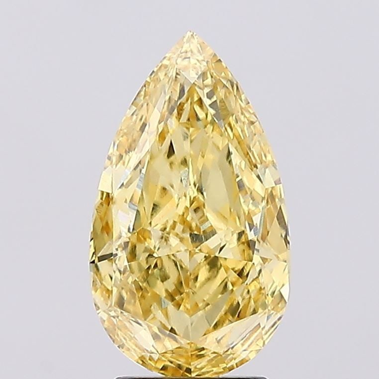 Loose Lab Diamond 3.05ct Fancy Vivid Yellow VS2 - IGI Pear: Loose Lab Diamond 3.05ct Fancy Vivid Yellow VS2 - IGI Pear Loose lab-grown pear-shaped diamond of 3.05ct, fancy vivid yellow color with VS2 clarity, certified by IGI. Measures 12.59L x 7.25W x 4.53H.