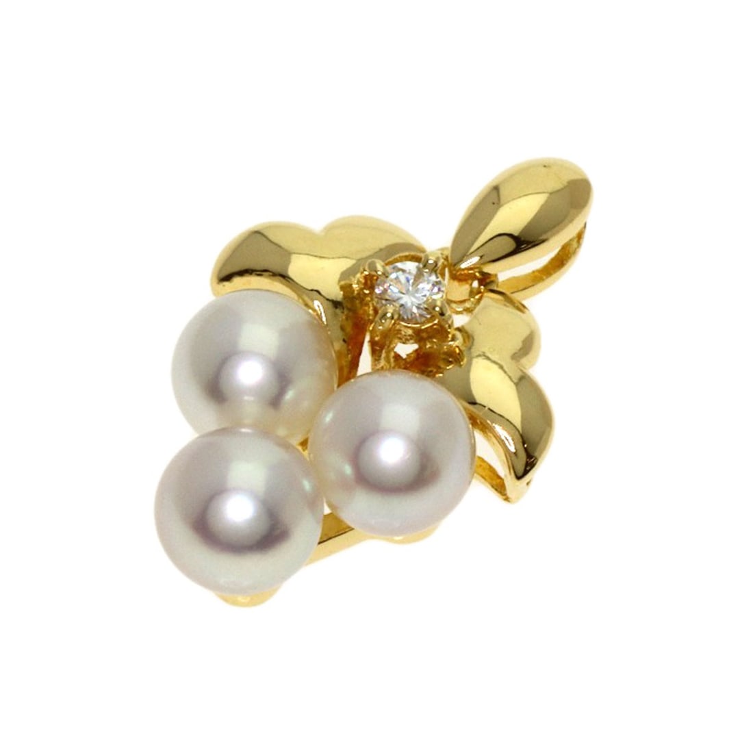K18 Yellow Gold MIKIMOTO Pearl Diamond Pendant (1 of 4)