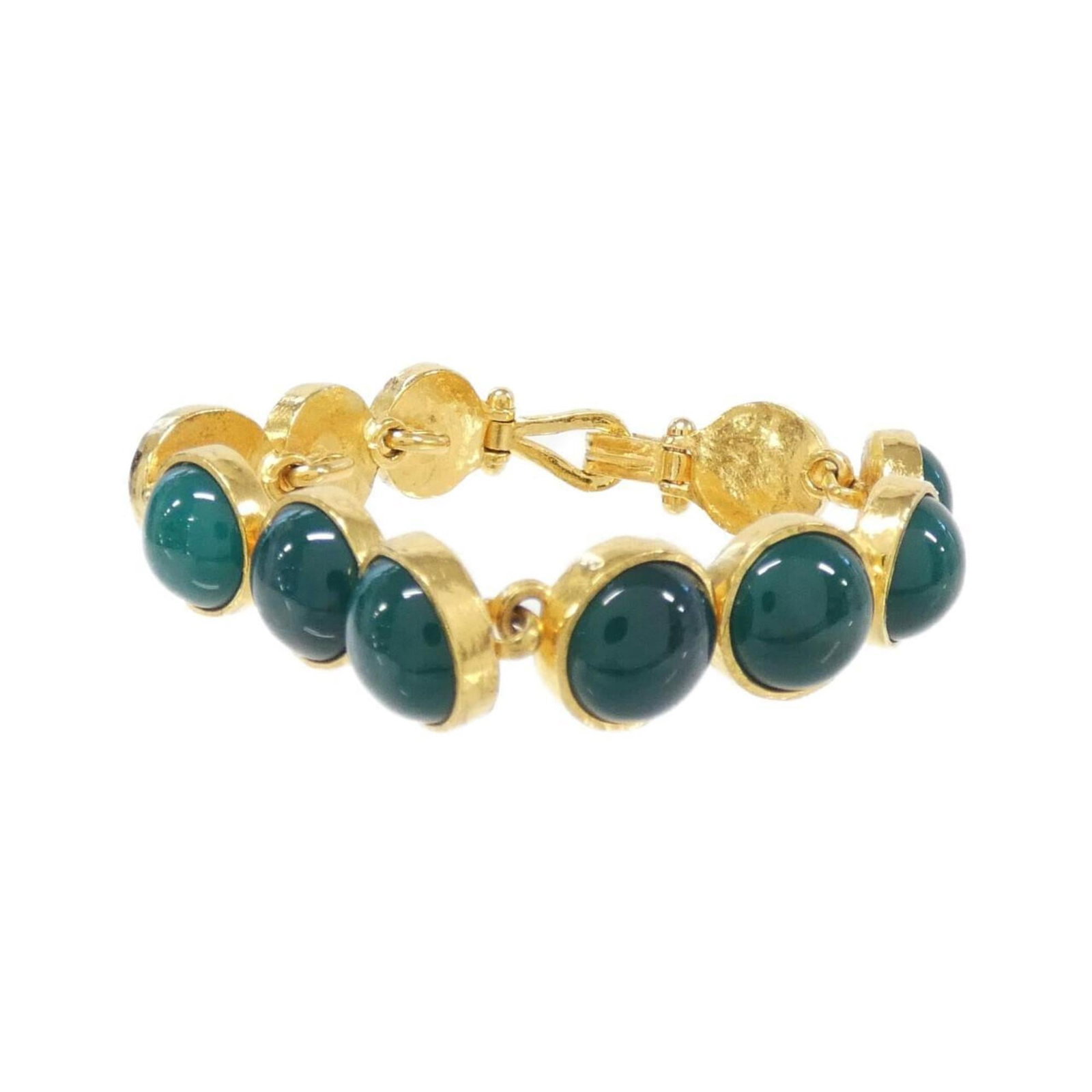 Chanel Bracelet Charm: Chanel Bracelet Charm Chanel charm bracelet for women, in gold and green, featuring a width of 1.4cm and a total length of 19cm, in very good used condition. Item Specifics: Brand: Chanel Type: Charm