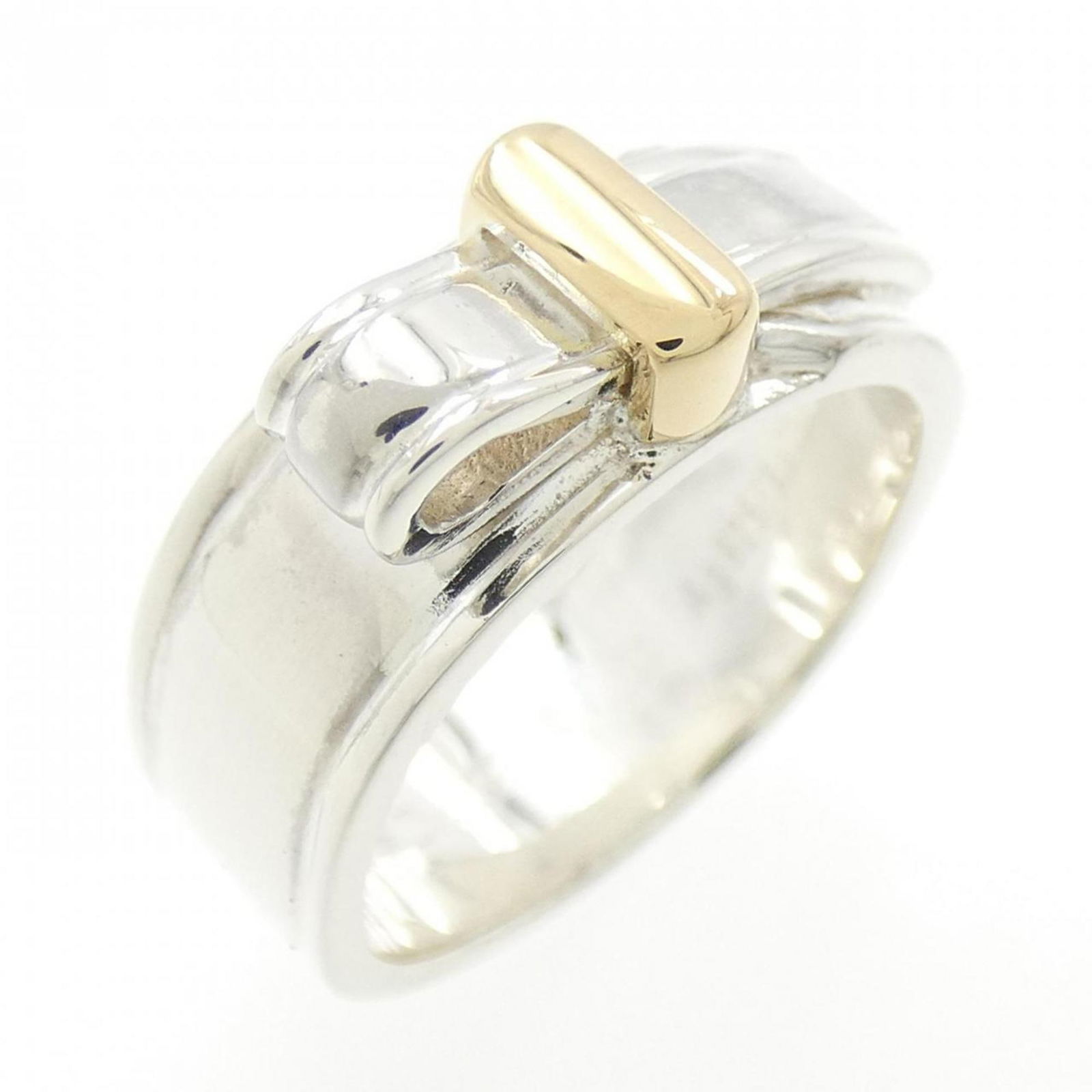Hermes 925 Silver Band Ring, 18K Yellow Gold (1 of 5)