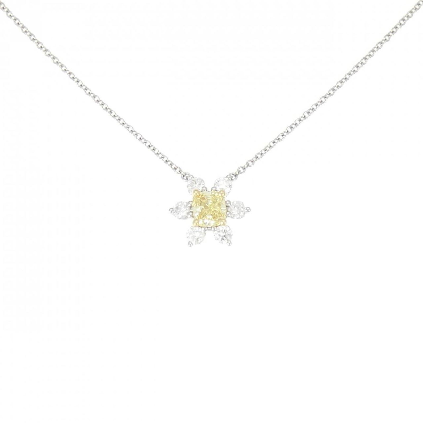 Tiffany Yellow Gold (18K) Platinum: Tiffany Yellow Gold (18K) Platinum Tiffany necklace for women featuring a pendant made of 18K yellow gold and platinum, 40 cm neck circumference, and pendant size of 9.7mm x 10.8mm in like new