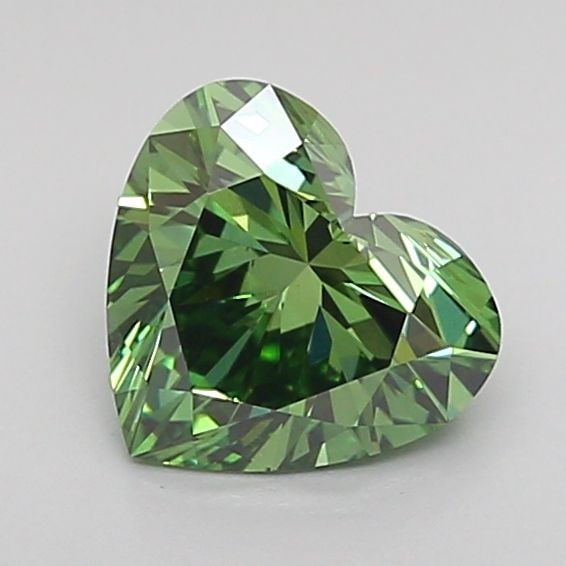 Loose 1.0ct IGI Heart Fancy Vivid Green VS1 Lab Diamond: Loose 1.0ct IGI Heart Fancy Vivid Green VS1 Lab Diamond Loose 1.0ct lab-grown diamond featuring a heart shape with fancy vivid green color and VS1 clarity, measuring 6.31L x 6.98W x 4.03H mm,
