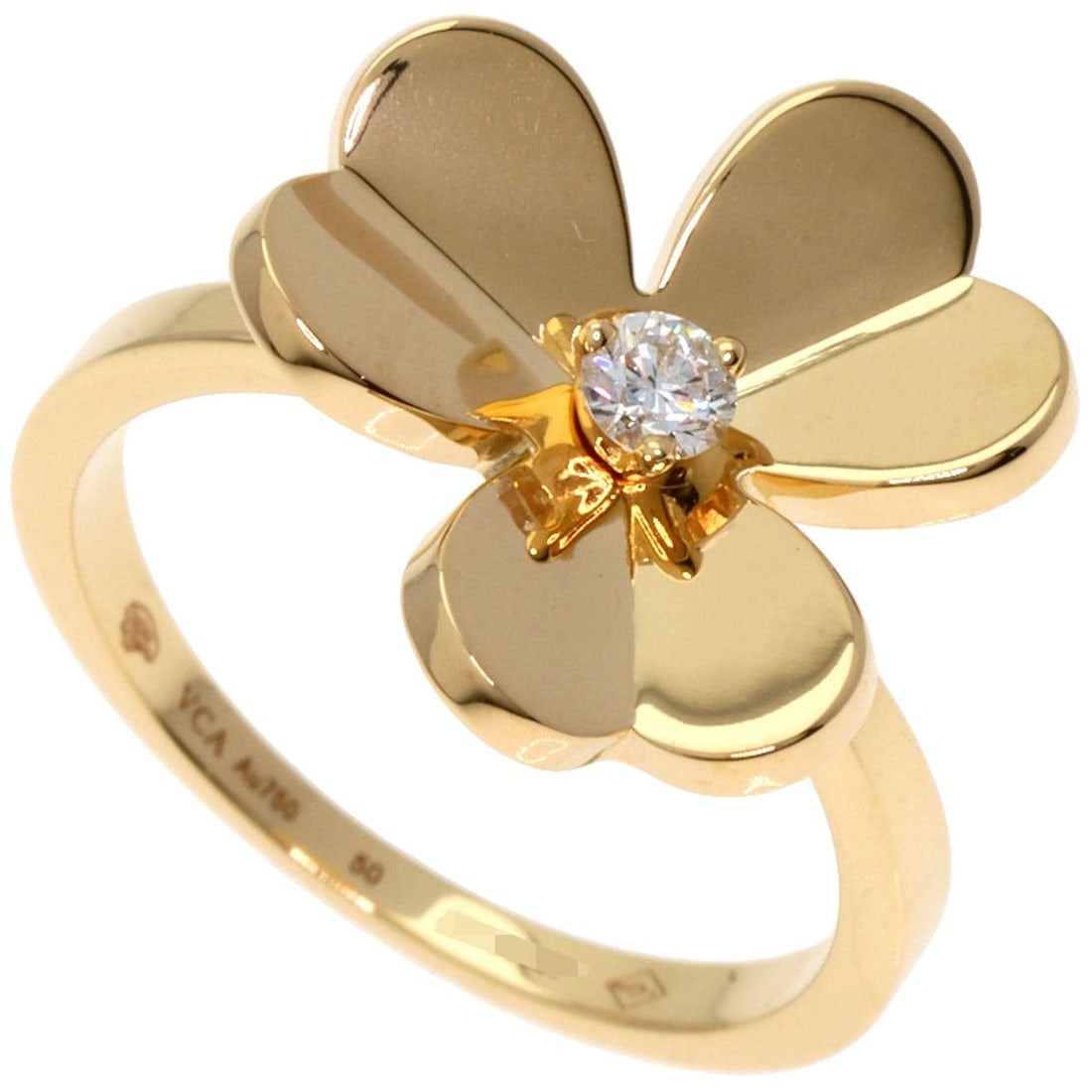 Van Cleef & Arpels K18 Yellow Gold Frivole Small Diamond #50 Ring: Van Cleef & Arpels K18 Yellow Gold Frivole Small Diamond #50 Ring Van Cleef & Arpels ring in K18 yellow gold, size 5.25, featuring a diamond; a stylish ring made in France. Item Specifics: Brand: Van