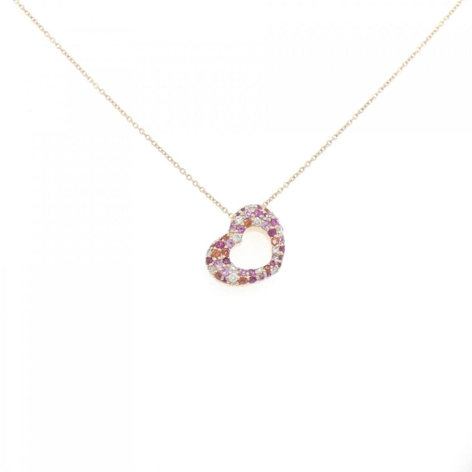 Pink Gold 18K by Ponte Vecchio: Pink Gold 18K by Ponte Vecchio Ponte Vecchio 18K pink gold necklace for women featuring diamonds, rubies, and sapphires, with a neck circumference of 36-40 cm and a pendant size of 13.9mm x 12.1mm,