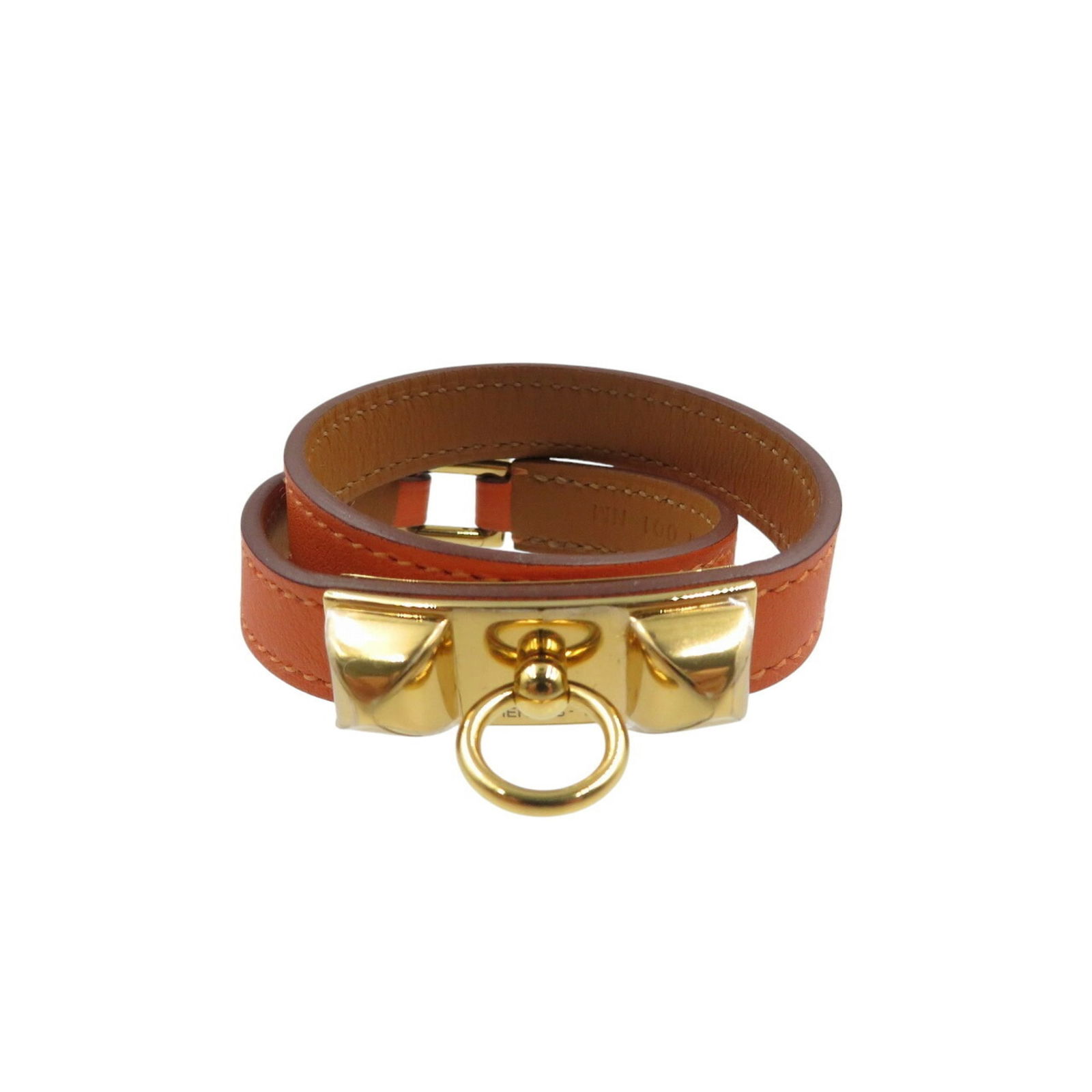 Swift Leather Hermes Charm Bracelet: Swift Leather Hermes Charm Bracelet Hermes Swift leather charm bracelet for women in orange, measuring 31.5 cm (12.4 inches), opened but never used. Item Specifics: Brand: Hermes Type: Charm Bracelet