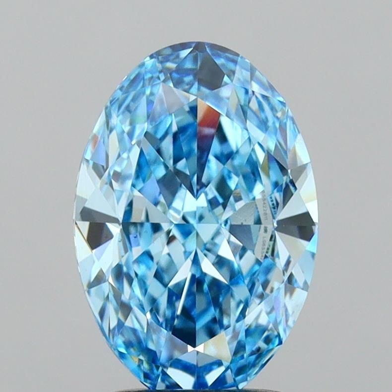 Loose Lab Diamond IGI Oval 2.51ct Fancy Vivid Blue VS1: Loose Lab Diamond IGI Oval 2.51ct Fancy Vivid Blue VS1 Loose lab-grown diamond, 2.51ct, Fancy Vivid Blue color, VS1 clarity, with excellent polish and symmetry, certified by IGI. Measurements are