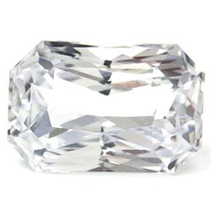Loose Sapphire Gemstone 1.34ct White SI - Emerald: Loose Sapphire Gemstone 1.34ct White SI - Emerald Loose sapphire gemstone, 1.34ct, white color, SI clarity, faceted cut with no treatment. Measurements are 7.15L x 4.8W, certification not available. I