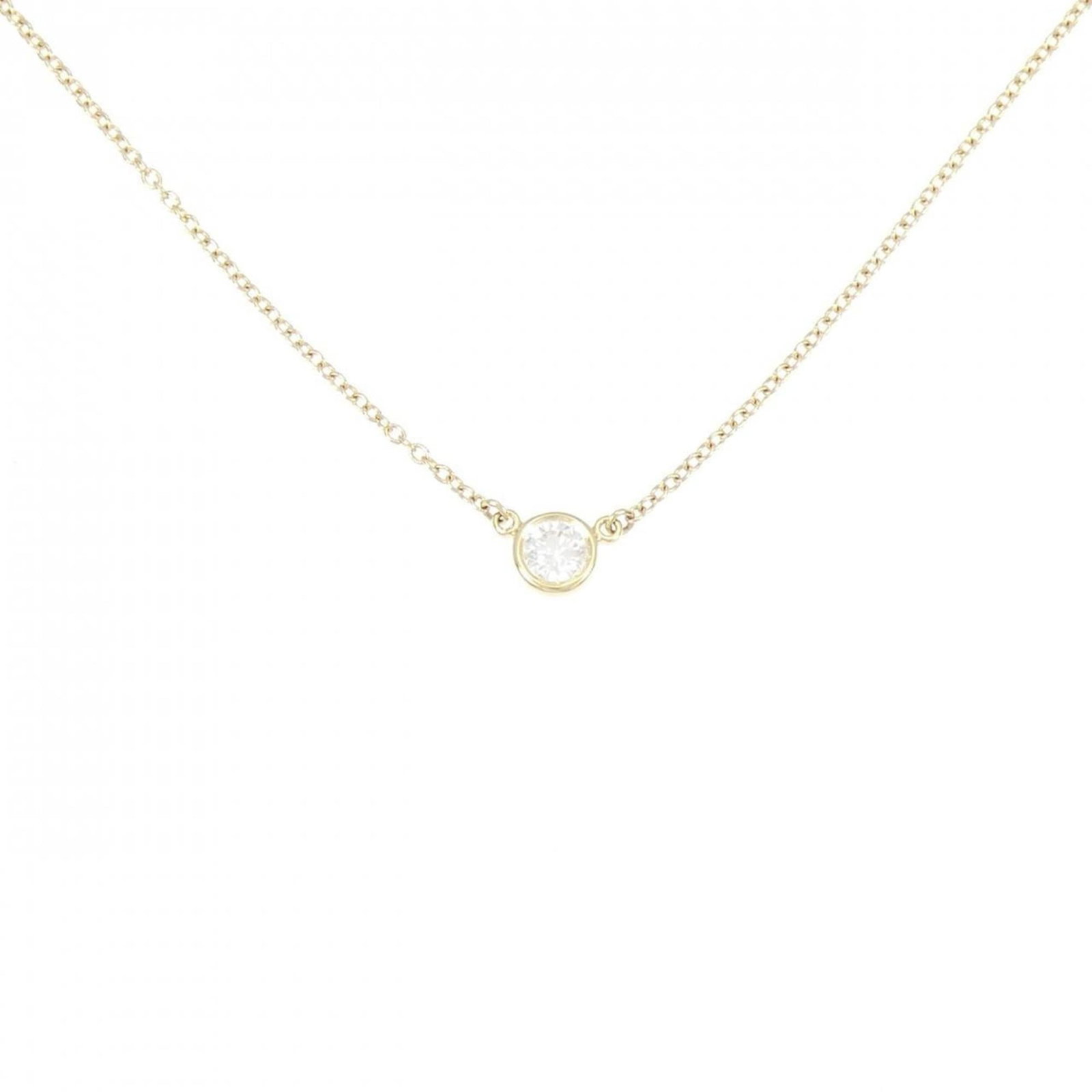 Yellow Gold (18K) Tiffany: Yellow Gold (18K) Tiffany 18K yellow gold necklace by Tiffany designed for women, featuring a diamond, weighing 1.8g, with a neck circumference of 41 cm and in very good used condition. Item