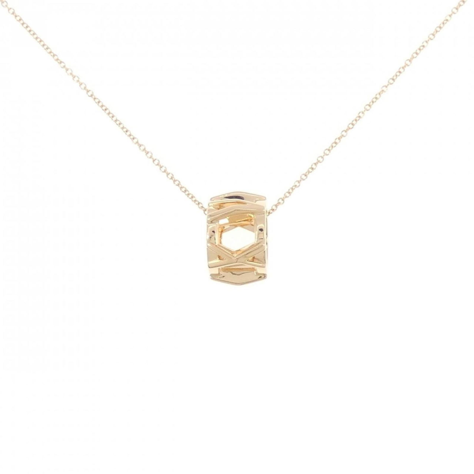 Pink Gold (18K) Tiffany: Pink Gold (18K) Tiffany Tiffany pendant necklace made from 18K pink gold, adjustable from 41 cm to 46 cm in circumference, featuring a pendant size of 13.5mm x 8.3mm. Item Specifics: Brand: Tiffany Ne