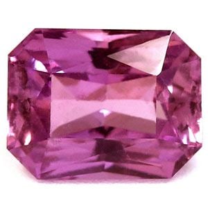 Loose Sapphire Gemstone 1.05ct Pink SI - Emerald: Loose Sapphire Gemstone 1.05ct Pink SI - Emerald The 1.05ct pink sapphire gemstone is faceted in an emerald cut, with a vivid pink color and SI clarity, and has no certification. Item Specifics: Type: