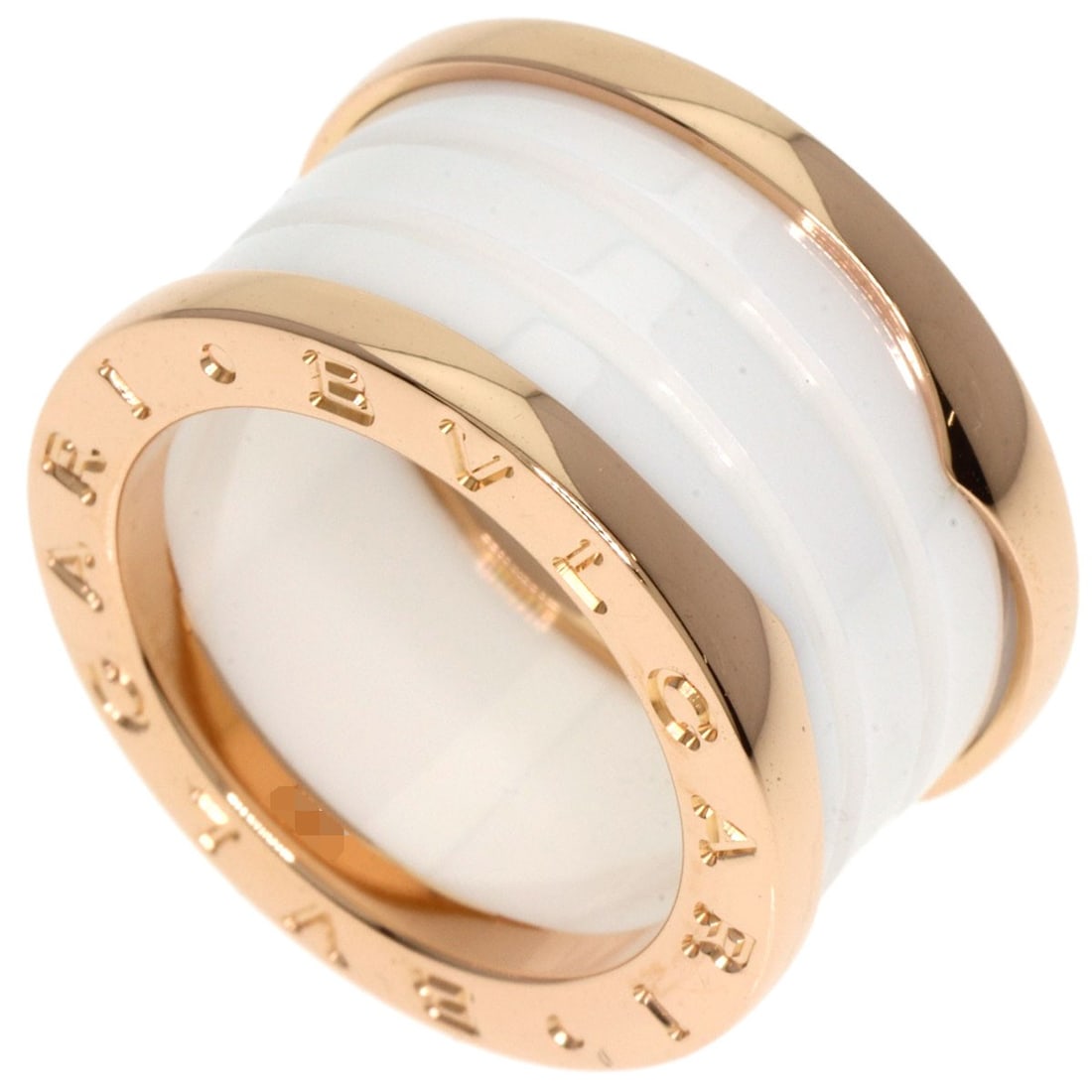 BVLGARI B-zero1 Ring K18 Pink Gold 4 Band White Ceramic #49: BVLGARI B-zero1 Ring K18 Pink Gold 4 Band White Ceramic #49 BVLGARI B-zero1 Ring featuring 4 bands crafted from K18 pink gold and white ceramic, size 5 (US), made in Italy. Item Specifics: Brand: BVLG