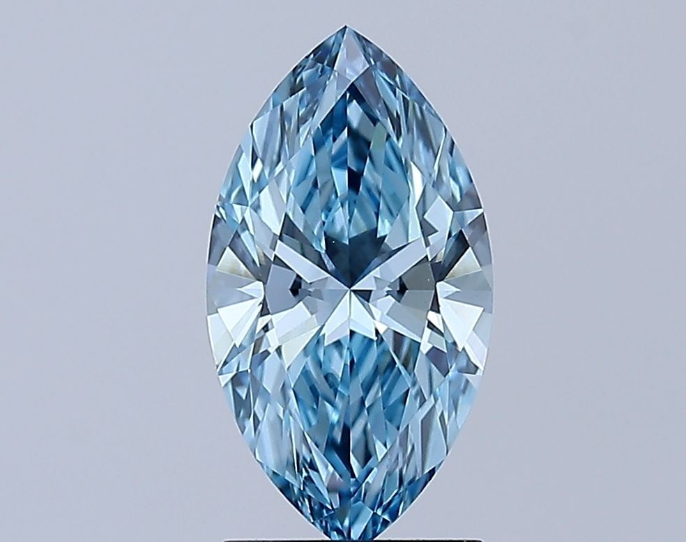 IGI Loose Lab Diamond 1.61ct Marquise Fancy Vivid Blue VVS2: IGI Loose Lab Diamond 1.61ct Marquise Fancy Vivid Blue VVS2 IGI certified loose lab-grown diamond weighing 1.61ct, marquise cut, in fancy vivid blue color with VVS2 clarity; measurements are 11.81L x