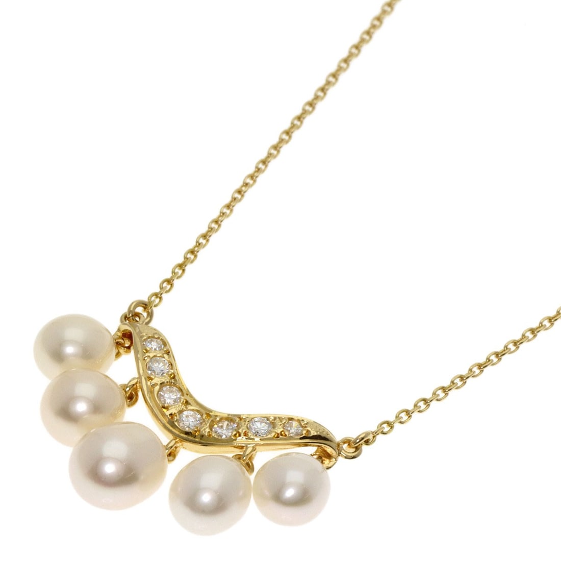 K18 Yellow Gold MIKIMOTO Pearl Diamond Necklace (1 of 4)