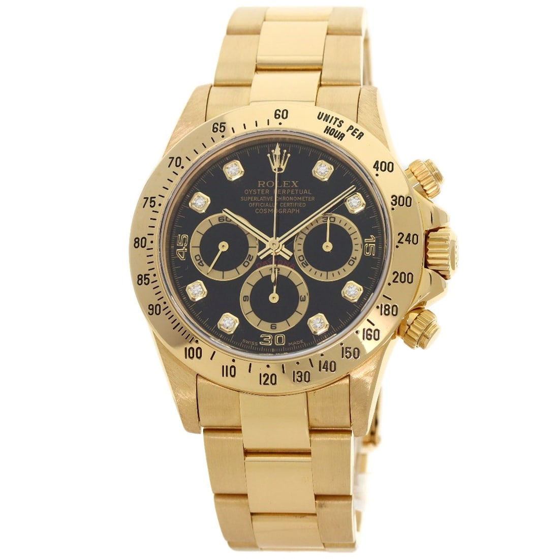 18K ROLEX Cosmograph Daytona 8P Diamond Watches 16528G K18 Yellow Gold/: 18K ROLEX Cosmograph Daytona 8P Diamond Watches 16528G K18 Yellow Gold/ Rolex Cosmograph Daytona wristwatch made of K18 yellow gold, featuring a mechanical automatic movement; wrist size 6.70 inches.
